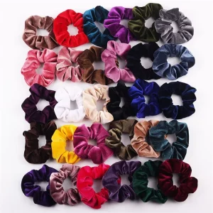 Can Custom Make Fashion Women Hair Accessories 30 Colors Elastic Velvet Hair Scrunchie Hair Tie for Girls