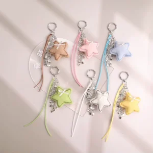 Candy Color Five-pointed Star Keychain, Cute Versatile Schoolbag Charm, Best Friend Couple Gift, Alloy Accessory