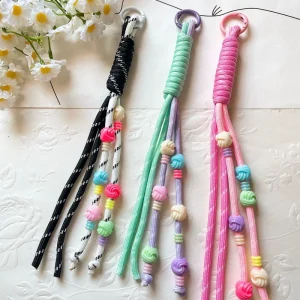 Candy Color Luggage Accessories School Bag Mobile Phone Pendant Personality Key Lanyard Bag Charms Purse Charm with Rope