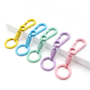 Candy Color Mountaineering Car Key Holder Metal Finger Ring Zinc Alloy Spring Ring Keychain With Spray Paint