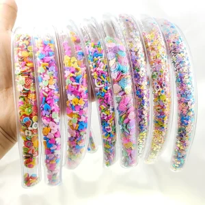 Candy Color Quicksand Glitter Hair Accessories Girls PVC Headband for Children Factory Direct Selling