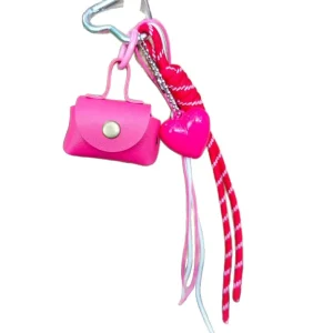 Candy colored Miu style Braided Rope PU Leather Zinc Alloy Mini Bag Charm Fashionable Versatile Coin Holder Keychain