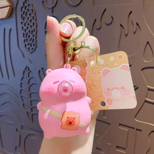 Capybara Bubble Blowing Squishy Rubber Stress Relief Puzzle Toy Ruby Keychain Pendant for Girls to De Stress