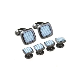 Carbon Fiber Cufflinks Stud Sets Custom Mens Business Suirt Shirt Wedding Tuxedo Fashion Accessory Stud Sets