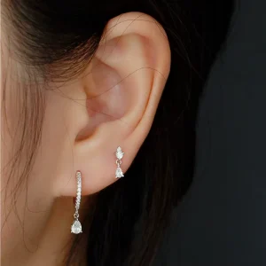 Cartilage Helix Piercing Stud Earrings Dainty CZ 925 Sterling Silver Gold Plated Classic Wedding & Party