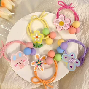 Cartoon Animal Flower Rubber Band Cute Elastic Hair Tie Korean Sweet Ponytail Hair Accessories for Girls Kids