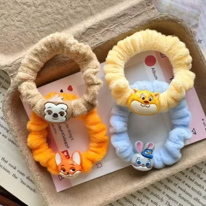 Cartoon Anime Judy Nick Girls Hair Accessories Cute Sweet Children’s Hair Bands Plush Girls Hair Scrunchies Kids Hair Ring