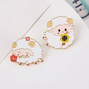 Cartoon Anime Lamb Brooch Cute Animal Cartoon Sheep Badge Dainty Souvenir Pin