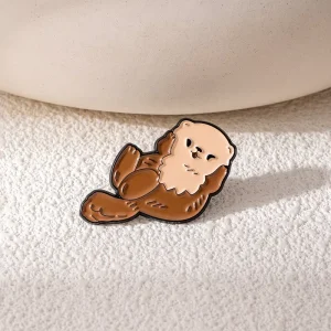 Cartoon Bear Otter Enamel Brooch Cute Animal Badge Pin Alloy Clothing Accessory