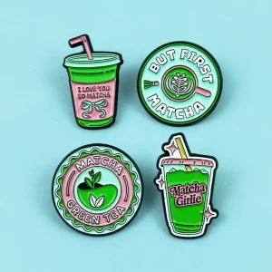 Cartoon Beverage Coffee Cup Design Brooch Creative Drip Alloy Circular Badge Clothing Accessories