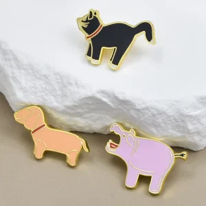 Cartoon Black Cat Dachshund Dog Hippo Metal Brooch Cute Animal Soft Hard Enamel Pin for Animal Lovers