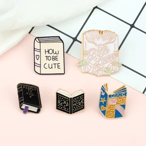 Cartoon Books Enamel Pin Cute Reading Magical Book Brooch Friends Bag Shirts Fashion Jewelry Gift Black Nickel 3D