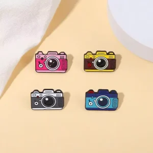 Cartoon Camera Brooch Pin Creative Enamel Pin Customizable Cowboy Lapel Backpack Badge Pin Children’s Gift Jewelry Metal Crafts