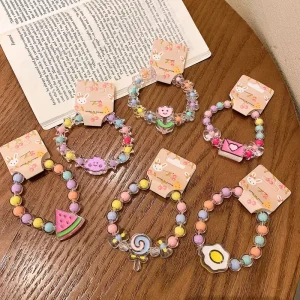 Cartoon Children’s Bracelet Princess Jelly Fashion Pastel Candy Colore Colored Handmade Beaded Cute Girl Baby Student Jewelry