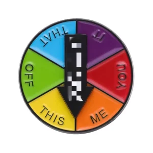 Cartoon Colorful Arrow and Alphabet Spinner Pin Creative Round Alloy Spinning Enamel Pin Badge for Outfit Decoration