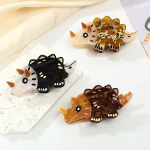 Cartoon Cute Dinosaur Original Design Fashionable Rectangle Ins Style Versatile Acetate Women High Quality Daily Use Hair Claw