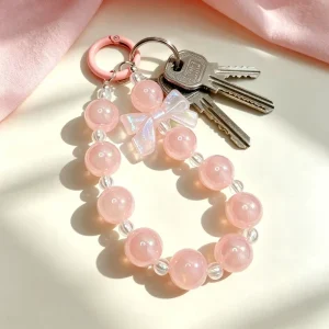 Cartoon Cute Handmade Gradient Bead Beading Pendant Wrist Keychain Iridescent Bow Lobster Clasp Backpack Bag Charm Small Gift