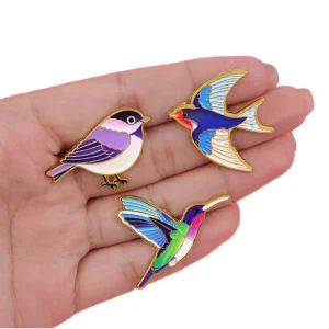 Cartoon Enamel Bird Pins Cute Chickadee Swallow Hummingbird Lapel Badge Animals Brooches Jewelry Accessories Gifts for Friends