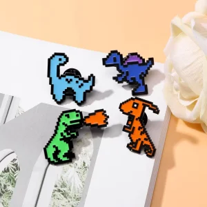 Cartoon Enamel Custom Small Dinosaur Animation Metal Pins Cool Animal Brush Technique Brooch Clothes Accessory Pendant