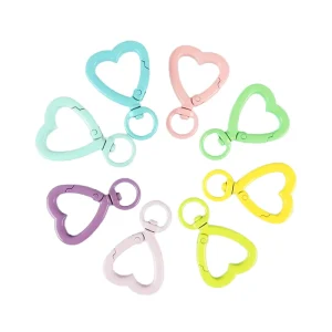Cartoon Heart Shaped Zinc Alloy Metal Key Ring Handmade DIY Jewelry Open Ring Hook Accessories Eco friendly White Painted Spring