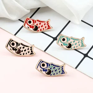 Cartoon Koinobori Fish Flag Carp Brooches Japanese Koi Soft Enamel Pin