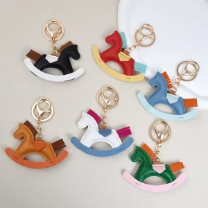 Cartoon Leather Ornament Handmade Horse Car Keychain Accessories Pony Pendant for Luxury Bag Charms