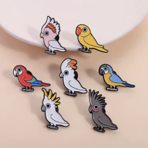 Cartoon Parrot Zinc Alloy Baked Enamel Brooch Colorful Bird Style Pin Kawaii Inspired Accessory for Bags Clothing Outfits Niche