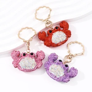 Cartoon Simulated Crab Full Diamond Inlay Key Ring Cute Animal Industrial Style Bag Charms for Friends Gift