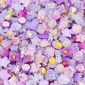Cartoon Transparent Series DIY Decorative Resin Charm Random Mixed Keychain And Flower Pattern For Craft And Gift Use