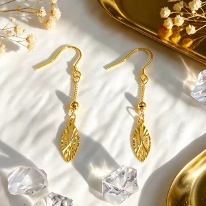 Carved hollow leaf tassel ear hooks OEM ODM Customization ES688