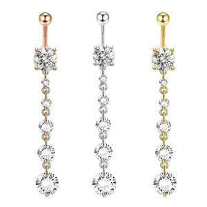 Cascade Belly Button Ring Stainless Steel Navel Piercing Jewelry 14G Body Jewelry