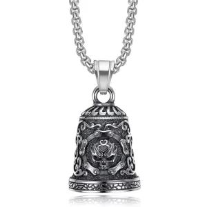 Cast Polished Stainless Steel Skull Guardian Bell for Motorcycle Riding Lucky Charm Biker Accessories