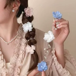 Casual Outing Hair Accessory Lovely Floral Designed Pearl Decorated Hair Accessories for Girls Fashionable Hair Supplies