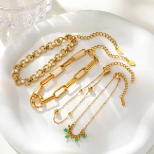 Casual Versatile Stainless Steel Bow Charm Bracelet Pearl Zircon Jewelry Gold Plated Chain Accessories for Women TGSL3697