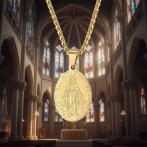 Catholic Guardian Oval Medal Stainless Steel Pendant Necklace Unisex Fashion Daily Wear Accessories