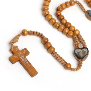 Catholic Rosary 10mm Pine Wooden Beads Jewelry Christmas Gift Easter Church Prayer Beads