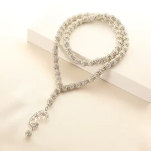 Ceramic Bead Sweater Chain Inlaid Rhinestone Elegant Women Jewelry for Autumn & Winter Daily Outfit Matching