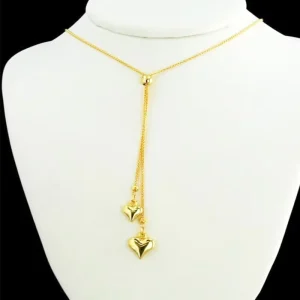 Chain Dainty Necklace 14k Gold Ion Plating Adjustable Necklace Set With Solid Heart