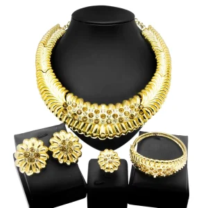 Champagne Italian Designer Gold Plated Jewelry Sets African Wedding Party Costume Jewelry Set H00313
