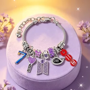 Charm Bracelet Purple Crystal Rhinestone Alloy Snake Adjustable Chain Mixed Kpop Dangle Charm Bracelet Women Jewelry
