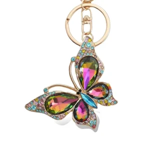 Charm Keychain for Women Cute Key Chain with Diamond Butterfly Pendant Lovely Bag Purse Keyring Accessory