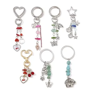 Charm Keychains Set Multi Style Key Rings with Heart Butterfly Shell Elephant Pendants Fashion Bag Accessories Gifts for Women