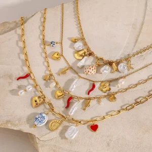 Charm Necklace Fashion Accessories 18k Gold Plated Women’s