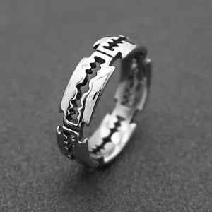Charm Stainless Steel Hip Hop Bladed Ring Fashion Punk Rock Black Silver Color Ring Lover Couple Rings