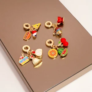 Charms Accessoires Mini Cartoon Fruit Colorful Copper Jewelry for Handmade Bracelets Necklace Pendant DIY Accessory