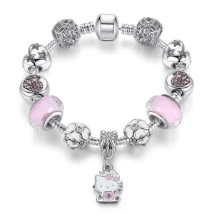 Charms Bracelet for Women Murano Glass Beads Butterfly Flower Charms DIY Bracelet