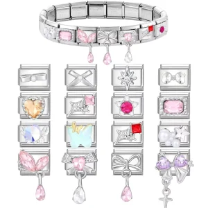 Charms Delicate Elegant Bow Tie Shape Electroplated Bracelet Connectors Diamond Accents DIY Fashion Ring Components Jewelry