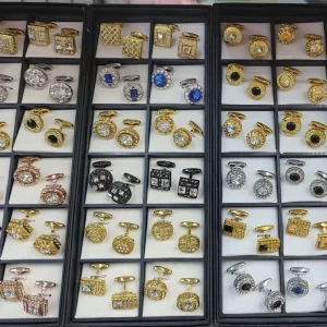 Cheapest Silver and Gold Color Iron Material Cufflinks for Men with Gift Box
