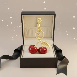 Cherry Bag Charm Fashion Accessories Golden Key Chain Glitter Resin Purse Charm for Bags