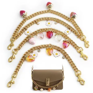 Cherry Bag Charms for Handbags Chain Strawberry Gold Decorative Bags Charm Chain Exquisite Shoulder Bag Keychain